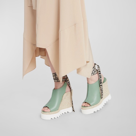 Stella McCartney Gaia Alter Mat Peeptoe Wedge Espadrilles - Picture 3 of 7